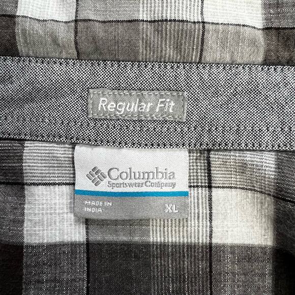 Columbia Men's Pearl Snap Gray Plaid Button Down Shirt Size XL - Picture 3 of 9